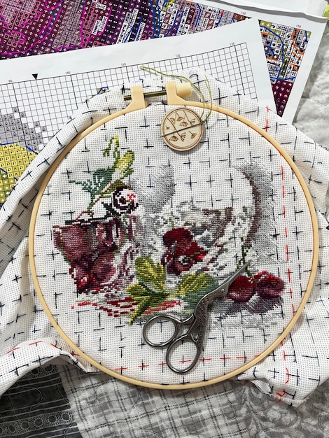 Hand-stitched art embroidery