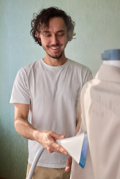 Happy client receiving embroidered goods
